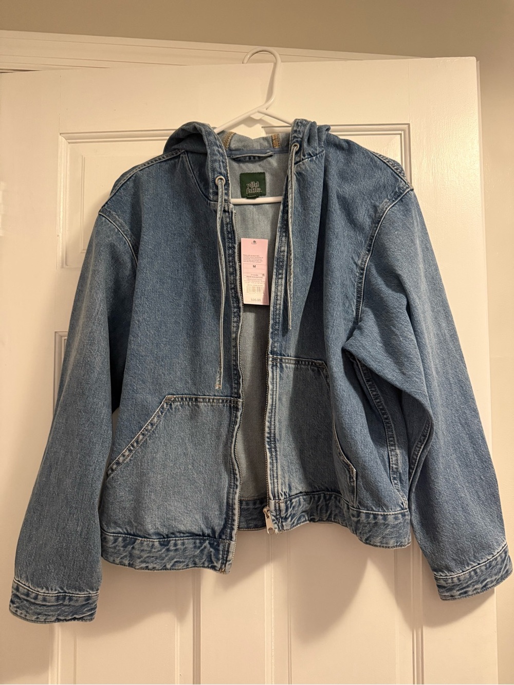 wild fable Light Blue Hooded Denim Jacket